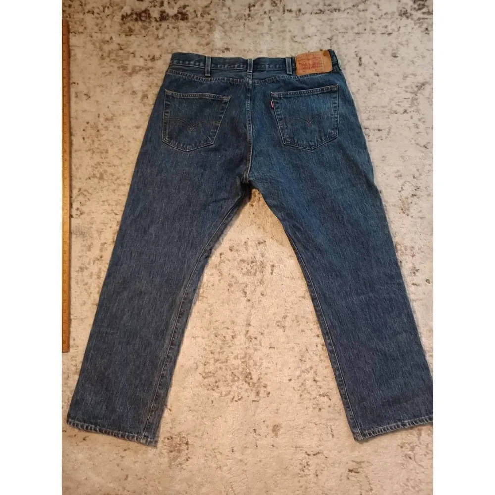Levi's 501 Button Fly Light Acid Wash Straight Leg Denim 38 29